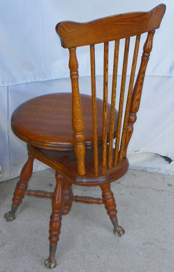 Bargain John's Antiques | Antique Oak Piano Stool with back - Bargain ...