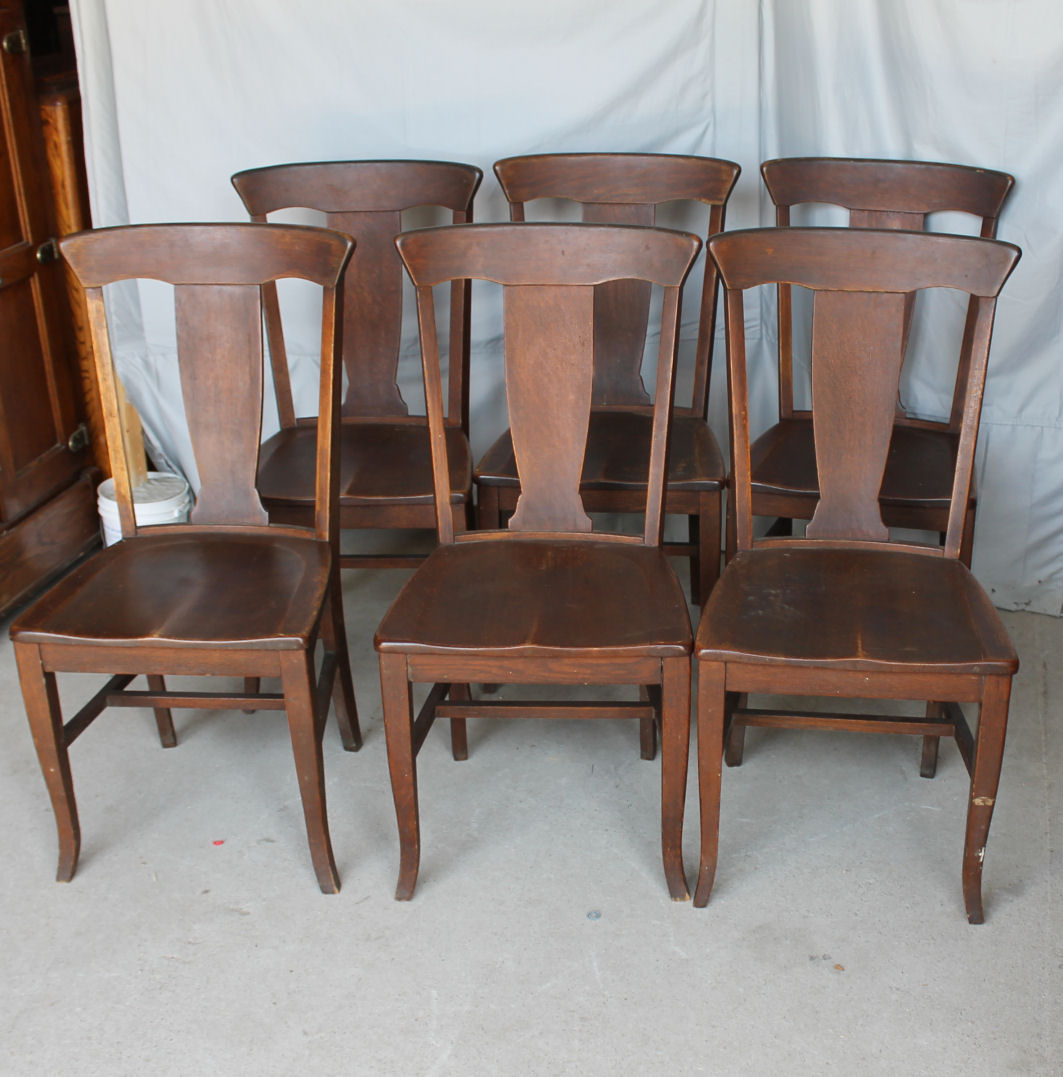 Bargain John's Antiques | Set of Six Oak T back Chairs - Bargain John's ...