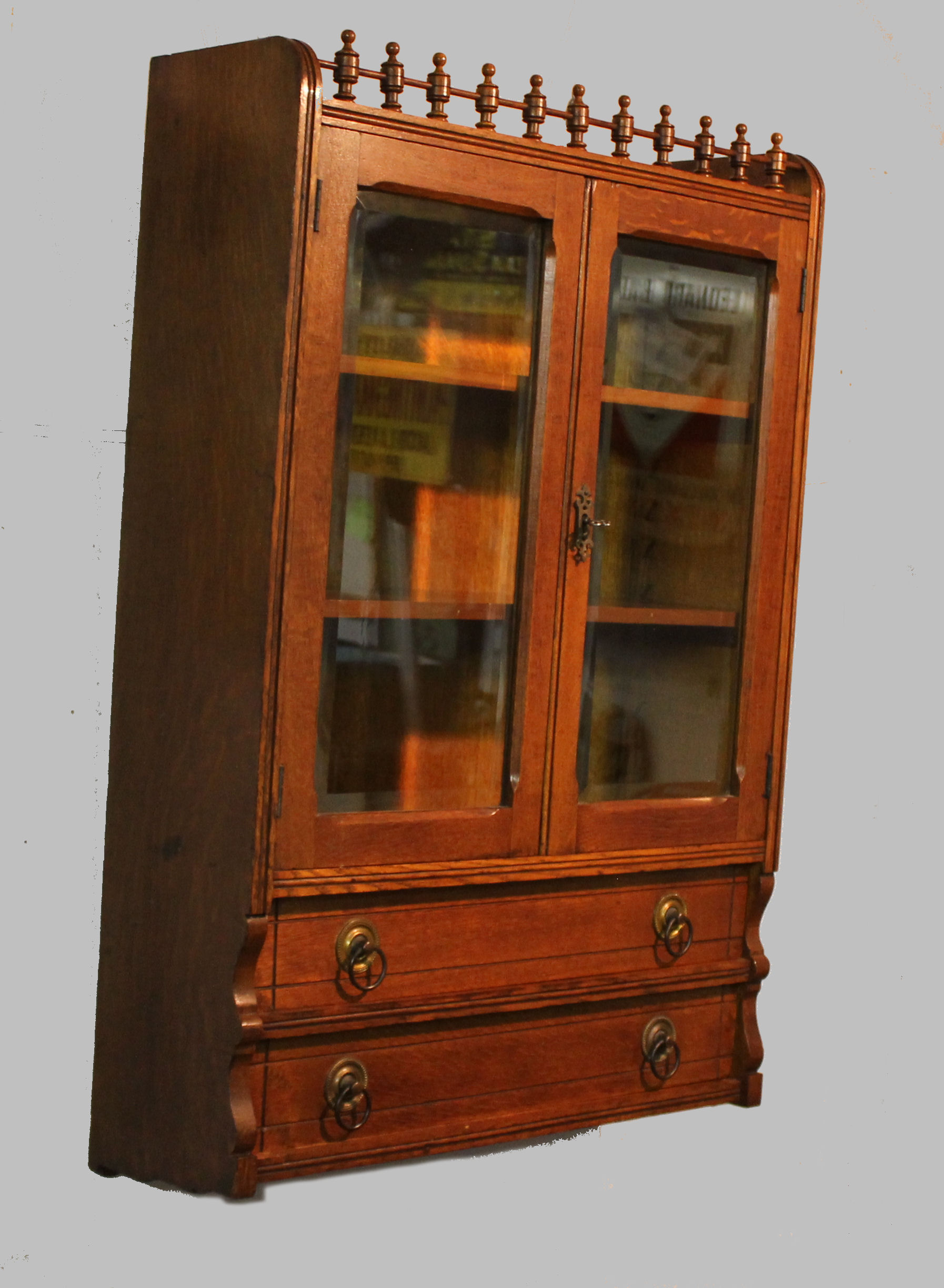 curio cabinet with glass doors