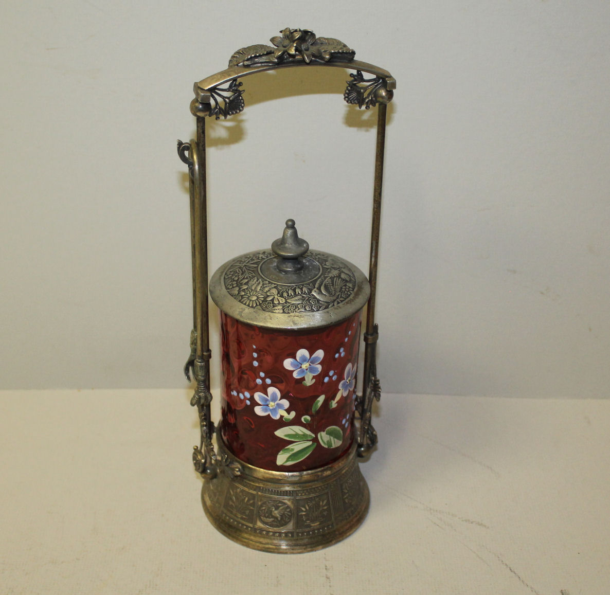 Bargain John's Antiques | Victorian Pickle Castor Cranbery with enamel ...