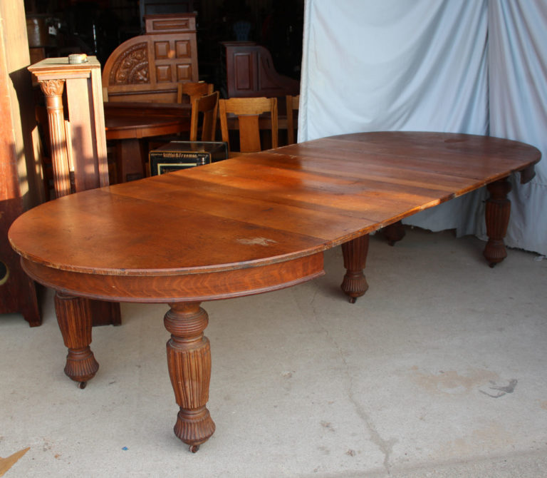 Bargain John's Antiques | Antique Round Oak Dining Table with five legs ...