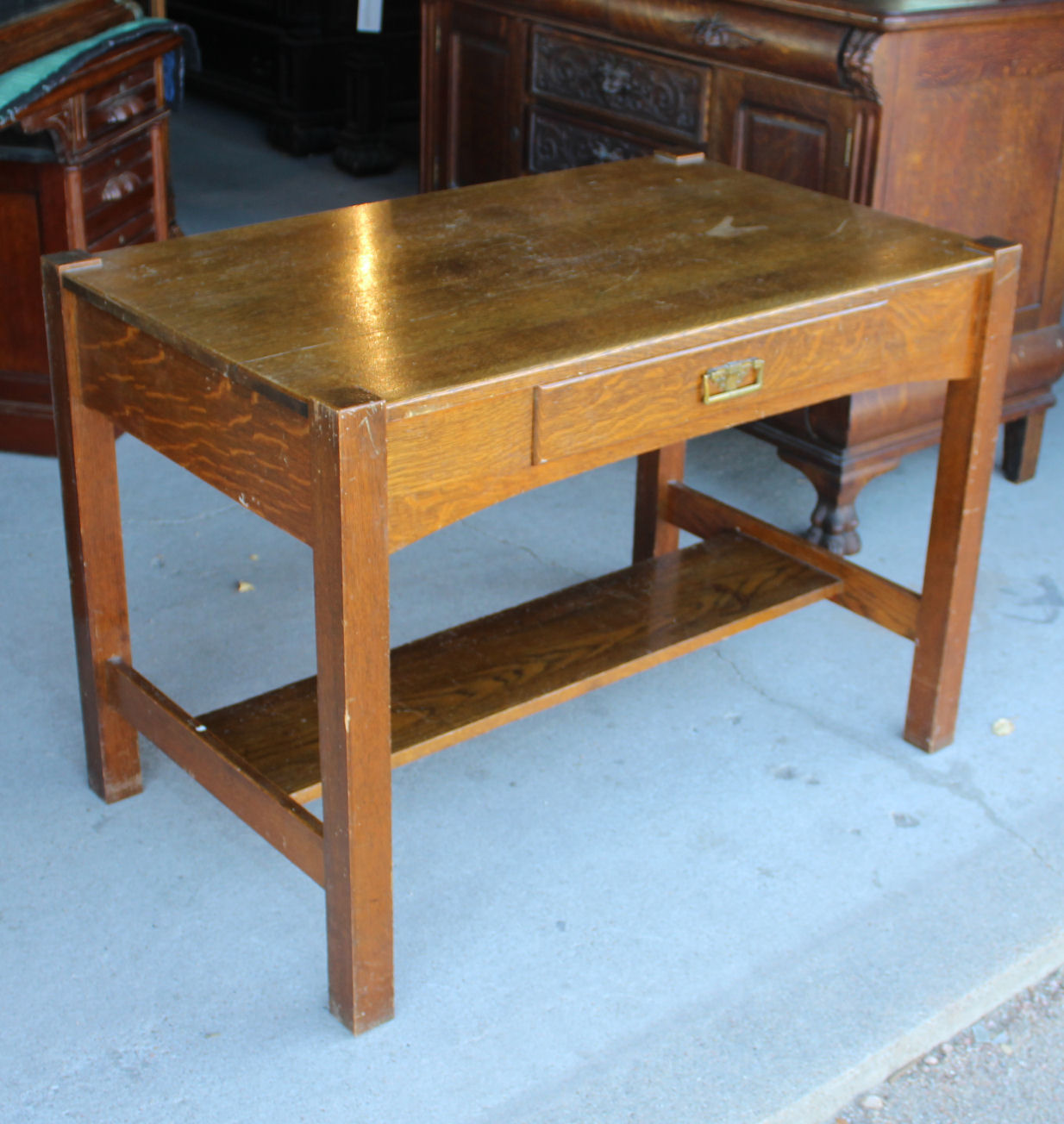 vintage oak library table
