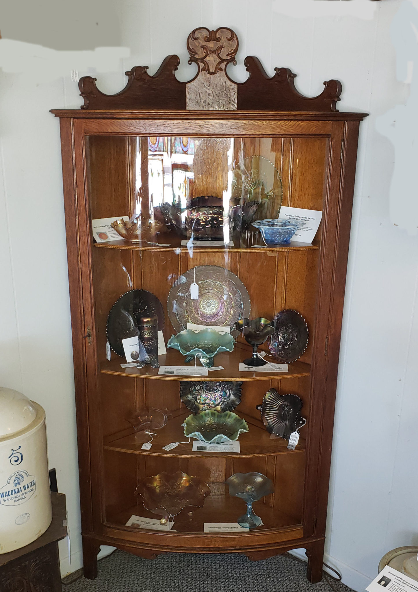 Antique Corner Curio Cabinet With Curved Glass | Cabinets Matttroy