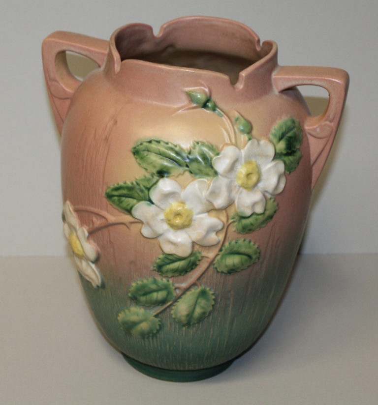 Bargain John's Antiques | Antique Roseville Pottery White Rose Vase